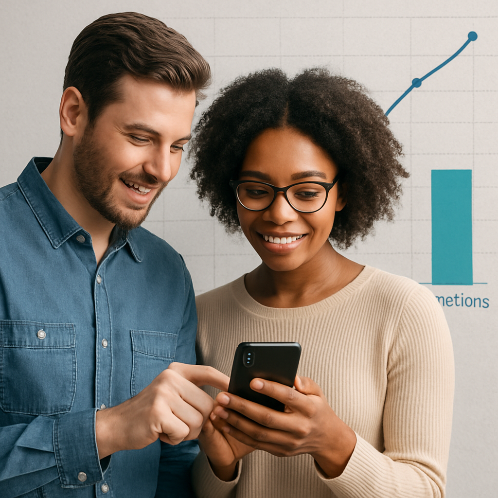 2 people using an app on a phone and in the background a graph relating to asset management including the words PPM and Inspections  can you remove th-1